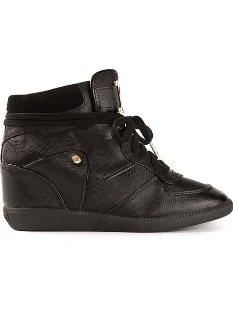 zwarte michael kors sneakers|michael kors black wedge sneakers.